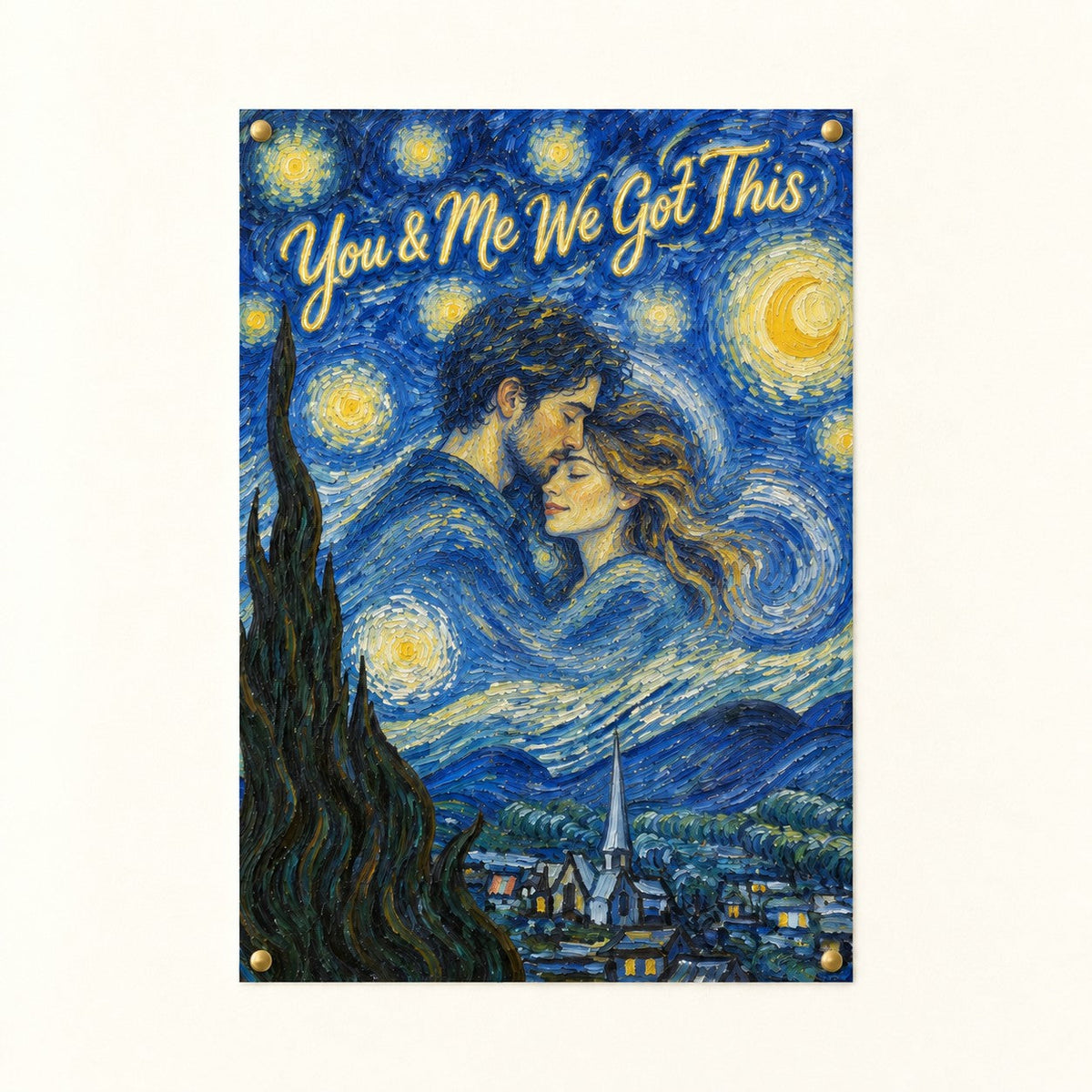 Personalized Starry Night portrait poster, Van Gogh style