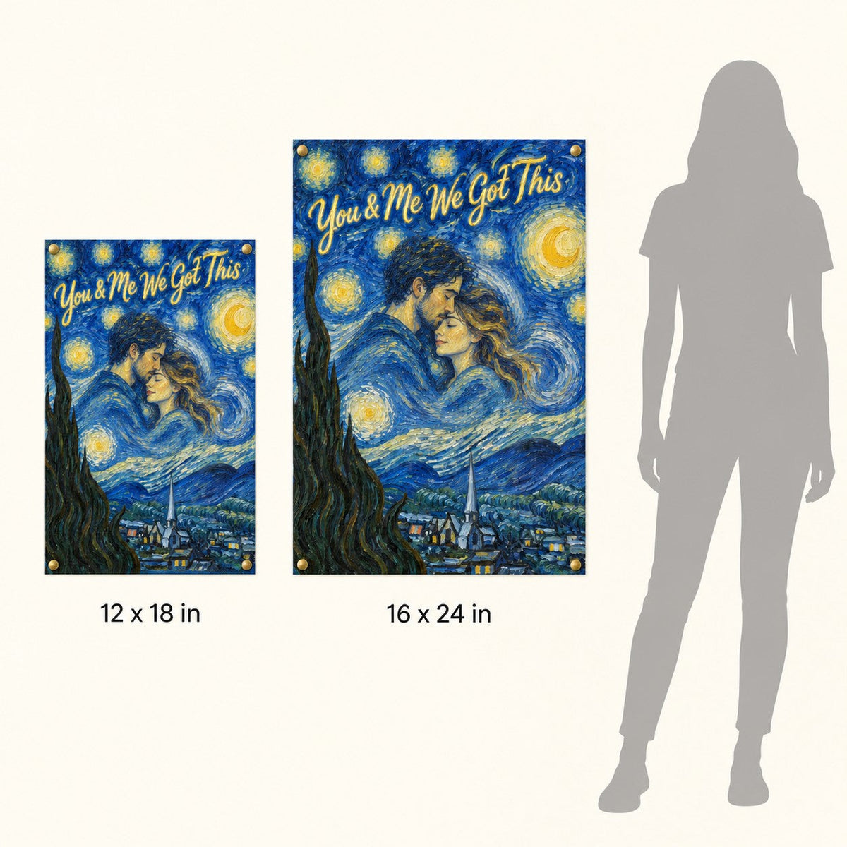 Poster size guide: 12x18 and 16x24 in