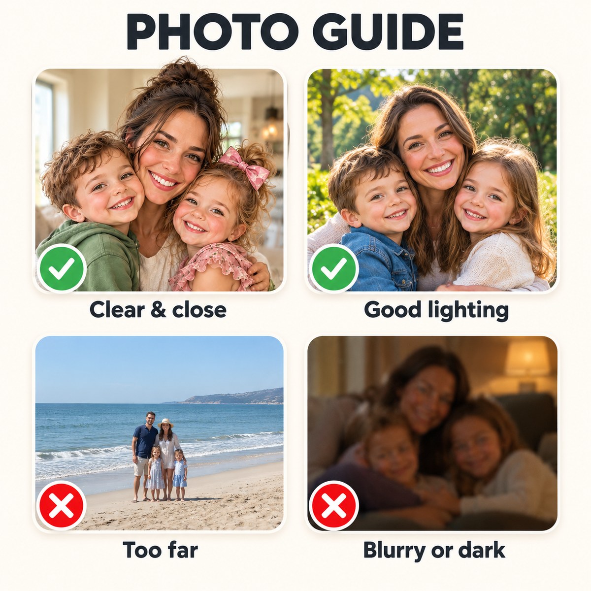 Custom Photo Mom & Kids Caricature - Personalized Acrylic Window Suncatcher — photo guide