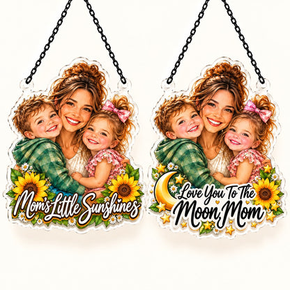 Custom Photo Mom & Kids Caricature - Personalized Acrylic Window Suncatcher — options