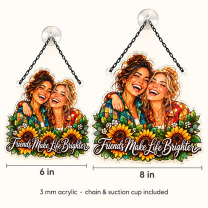 Custom Photo Besties Caricature - Personalized Acrylic Window Suncatcher — size