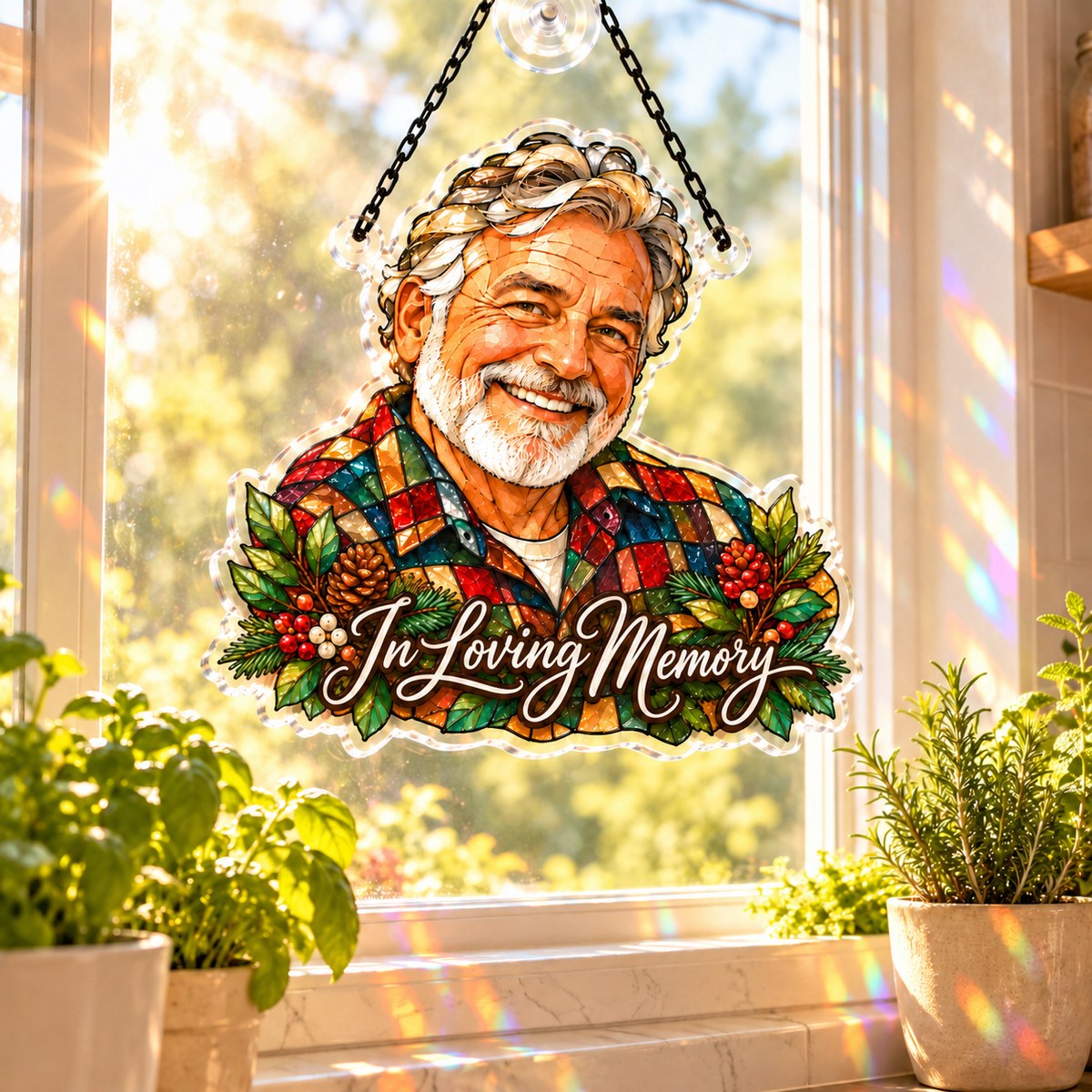 Custom Photo Memorial Stained Glass - Personalized Acrylic Window Suncatcher — lifestyle