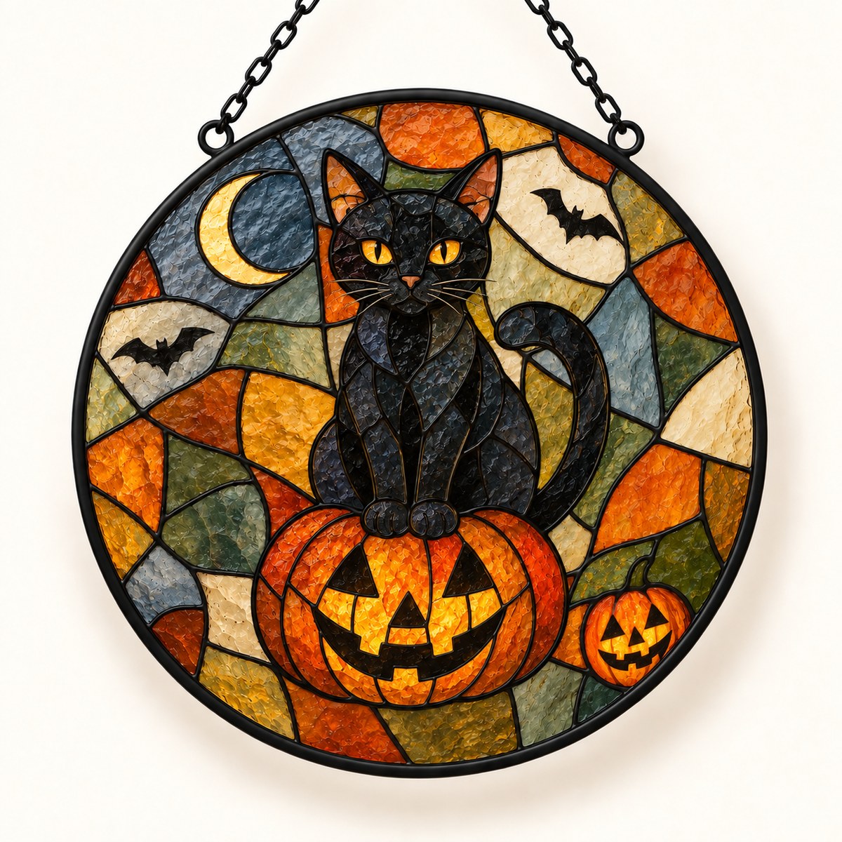 Custom Photo Stained Glass Portrait Window Hanging Suncatcher - Halloween Gift Personalized Suncatcher Gift — hero