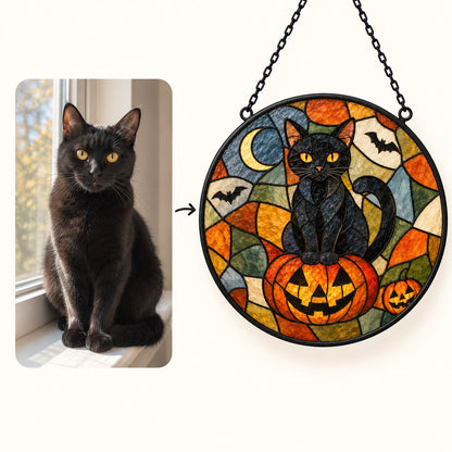 Custom Photo Stained Glass Portrait Window Hanging Suncatcher - Halloween Gift Personalized Suncatcher Gift — how it works