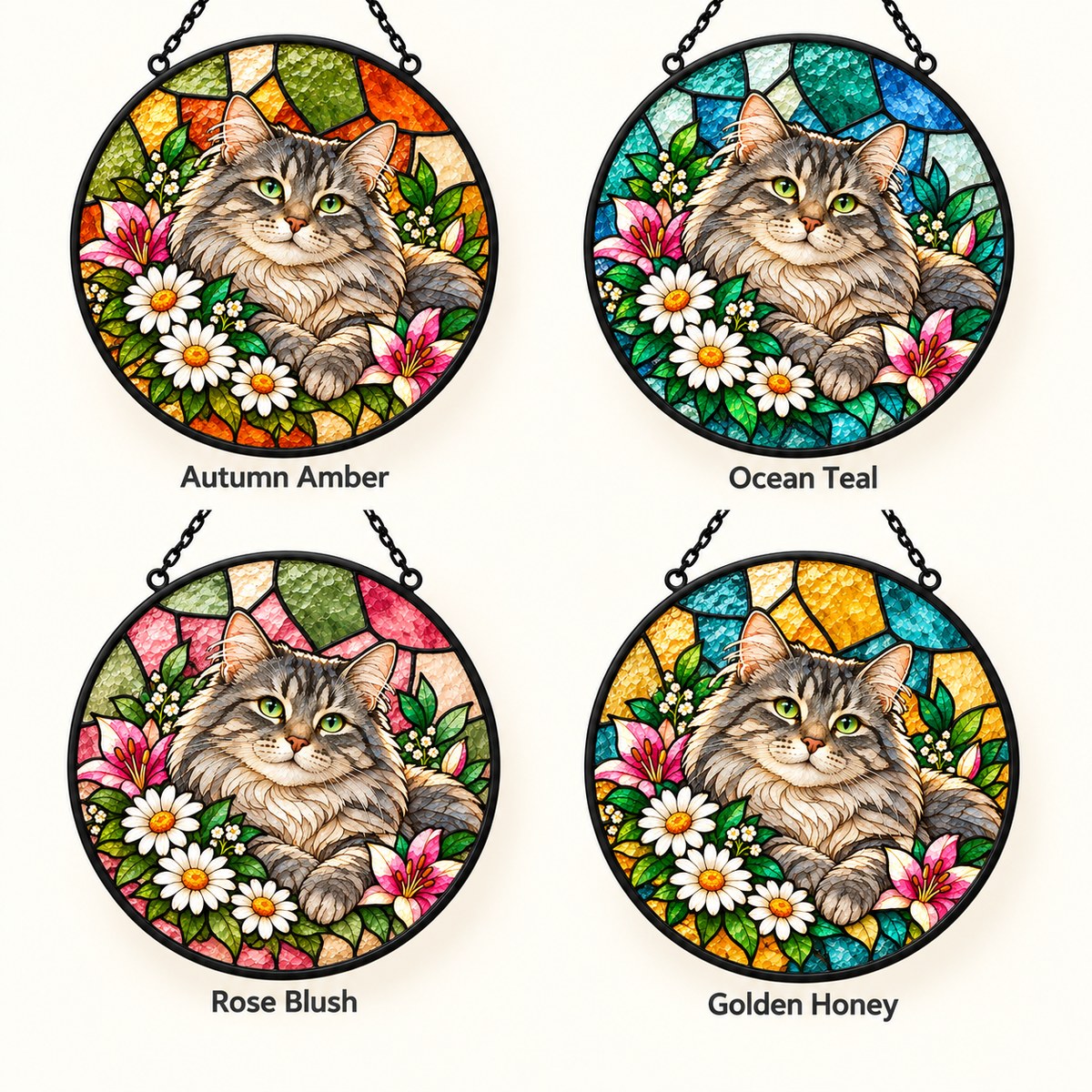 Custom Photo Stained Glass Portrait Window Hanging Suncatcher - Pet Memorial Suncatcher Personalized Suncatcher Gift — options