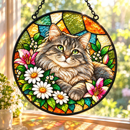 Custom Photo Stained Glass Portrait Window Hanging Suncatcher - Pet Memorial Suncatcher Personalized Suncatcher Gift — lifestyle