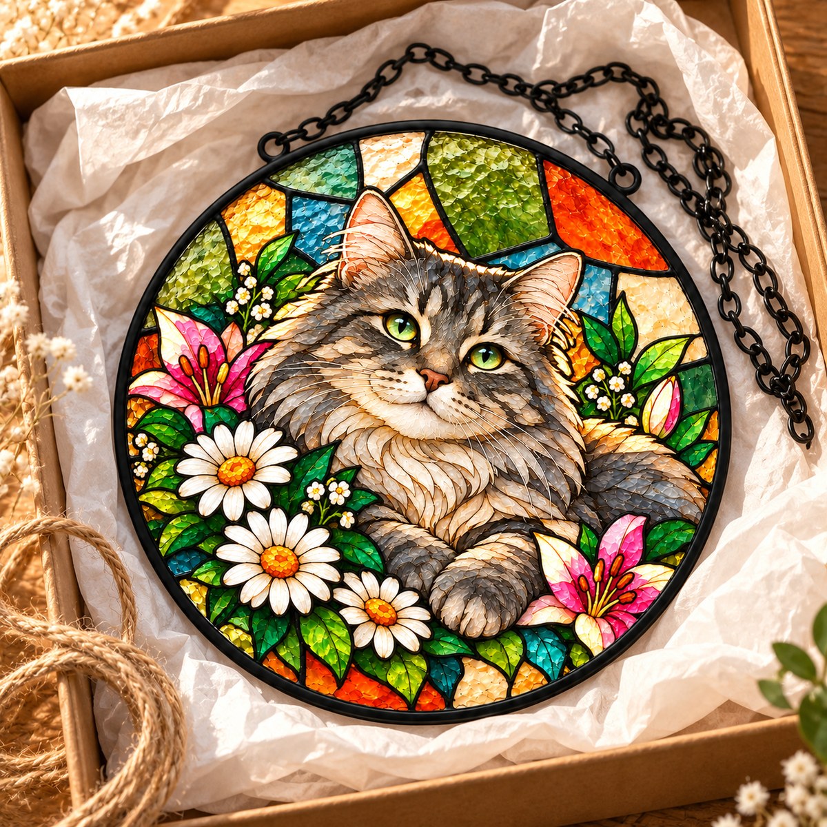 Custom Photo Stained Glass Portrait Window Hanging Suncatcher - Pet Memorial Suncatcher Personalized Suncatcher Gift — gift