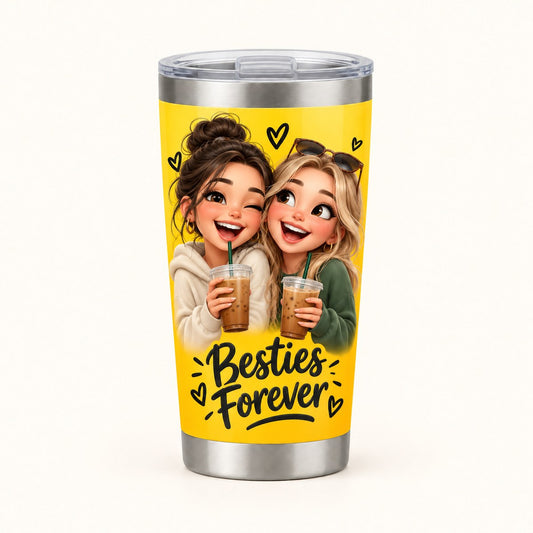 Custom Photo Caricature Portrait 20oz Stainless Steel Tumbler - Funny Best Friends Tumbler Personalized Tumbler Gift — hero