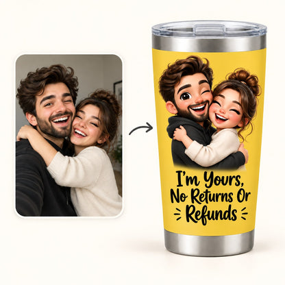 Custom Photo Caricature Portrait 20oz Stainless Steel Tumbler - Funny Couple Personalized Tumbler Gift — how it works