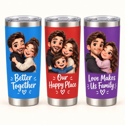 Custom Photo Caricature Portrait 20oz Stainless Steel Tumbler - Funny Couple Personalized Tumbler Gift — options