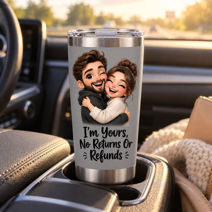 Custom Photo Caricature Portrait 20oz Stainless Steel Tumbler - Funny Couple Personalized Tumbler Gift — lifestyle