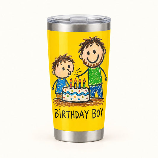 Custom Photo Doodle Portrait 20oz Stainless Steel Tumbler - Kid-Style Drawing Birthday Gift Personalized Tumbler Gift — hero