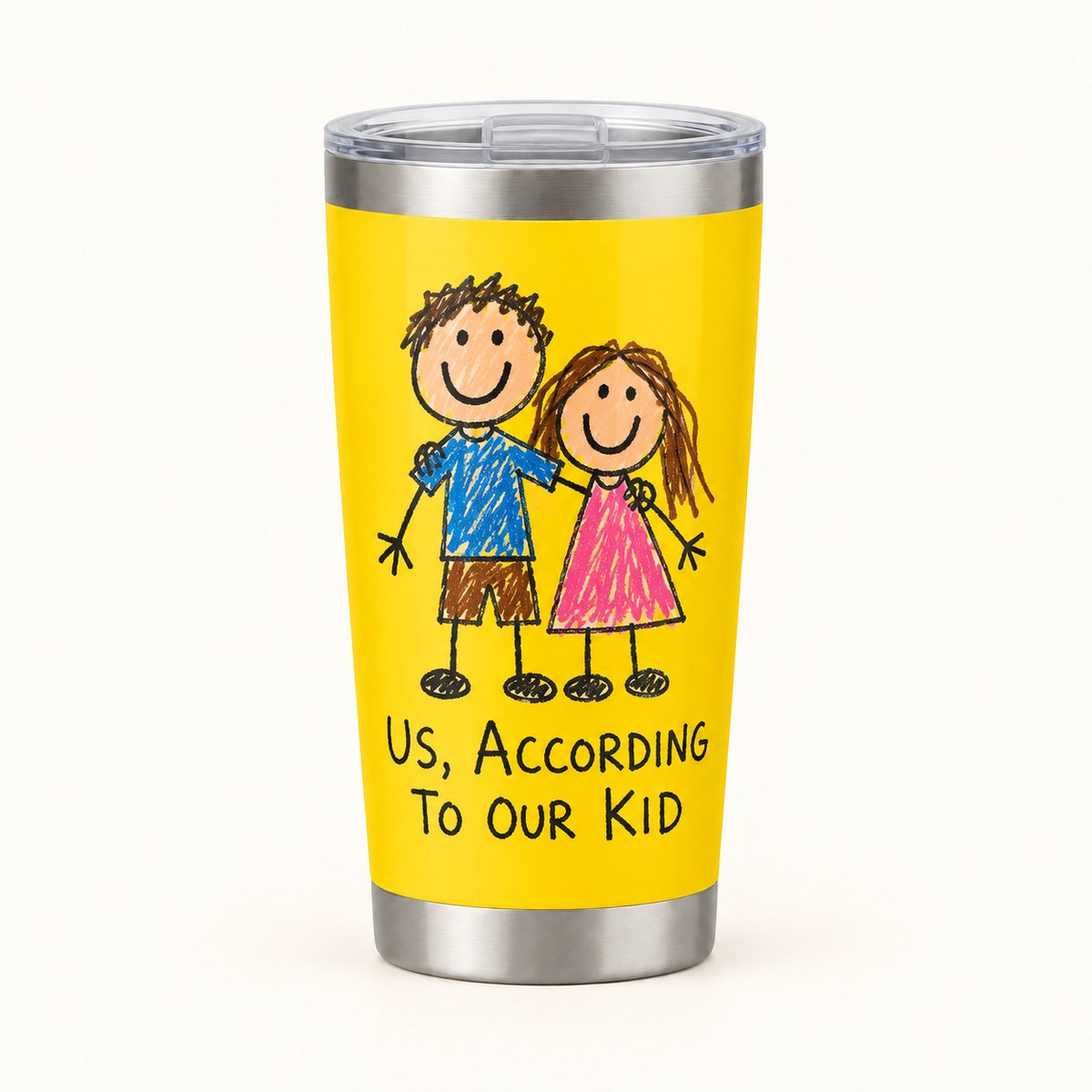 Custom Photo Doodle Portrait 20oz Stainless Steel Tumbler - Kid-Style Drawing Couple Personalized Tumbler Gift — hero
