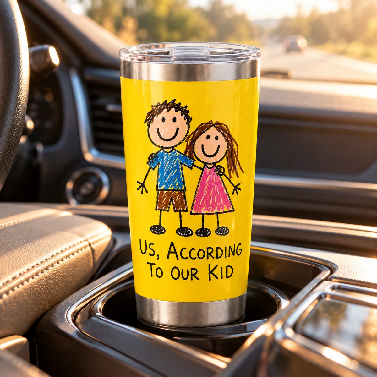 Custom Photo Doodle Portrait 20oz Stainless Steel Tumbler - Kid-Style Drawing Couple Personalized Tumbler Gift — lifestyle