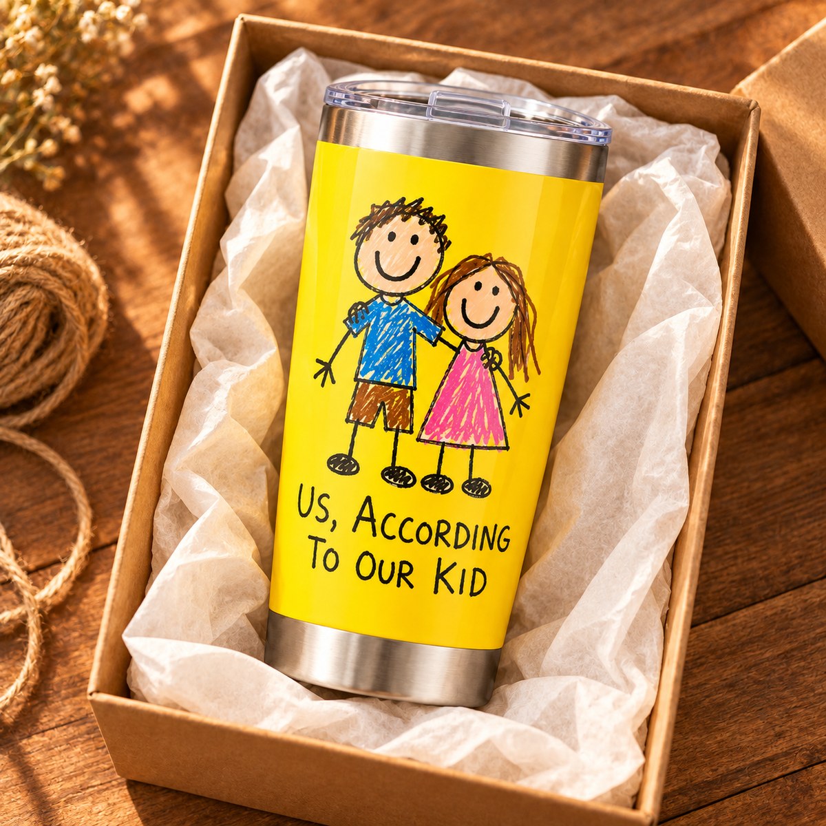 Custom Photo Doodle Portrait 20oz Stainless Steel Tumbler - Kid-Style Drawing Couple Personalized Tumbler Gift — gift
