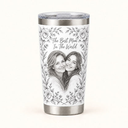 Custom Photo Pencil Sketch 20oz Stainless Steel Tumbler - Best Mom Gift, Personalized Tumbler Gift — hero