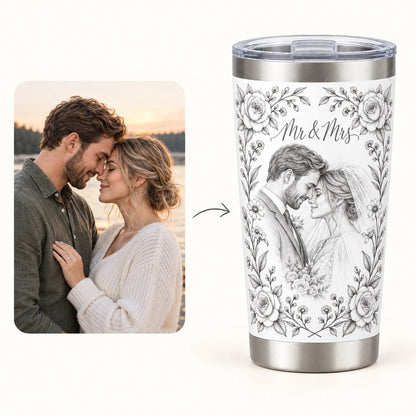 Custom Photo Pencil Sketch 20oz Stainless Steel Tumbler - Wedding Gift Personalized Tumbler Gift — how it works