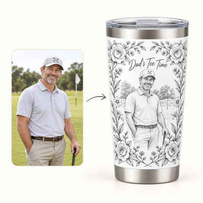 Custom Photo Pencil Sketch 20oz Stainless Steel Tumbler - Golf Dad Gift Personalized Tumbler Gift — how it works