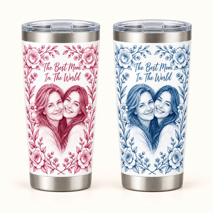 Custom Photo Pencil Sketch 20oz Stainless Steel Tumbler - Best Mom Gift, Personalized Tumbler Gift — options