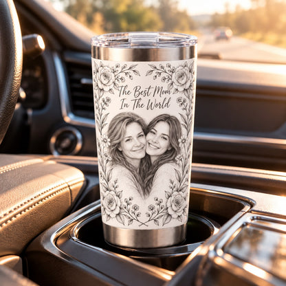 Custom Photo Pencil Sketch 20oz Stainless Steel Tumbler - Best Mom Gift, Personalized Tumbler Gift — lifestyle