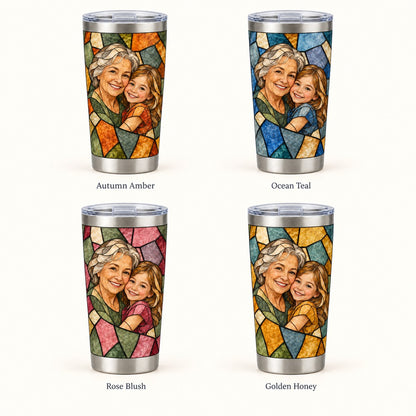 Custom Photo Stained Glass Portrait 20oz Stainless Steel Tumbler - Family Mom Grandma Personalized Tumbler Gift — options