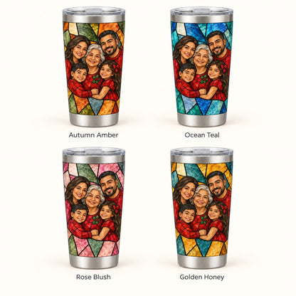 Custom Photo Stained Glass Portrait 20oz Stainless Steel Tumbler - Christmas Family Gift Personalized Tumbler Gift — options