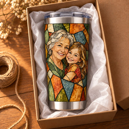 Custom Photo Stained Glass Portrait 20oz Stainless Steel Tumbler - Family Mom Grandma Personalized Tumbler Gift — gift