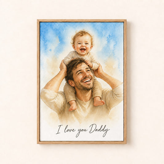 Watercolor family canvas I love you Daddy